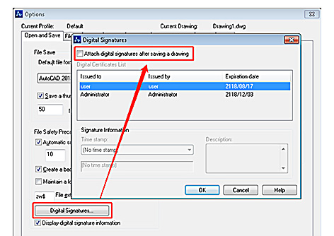 Digital Signature on DWG Files